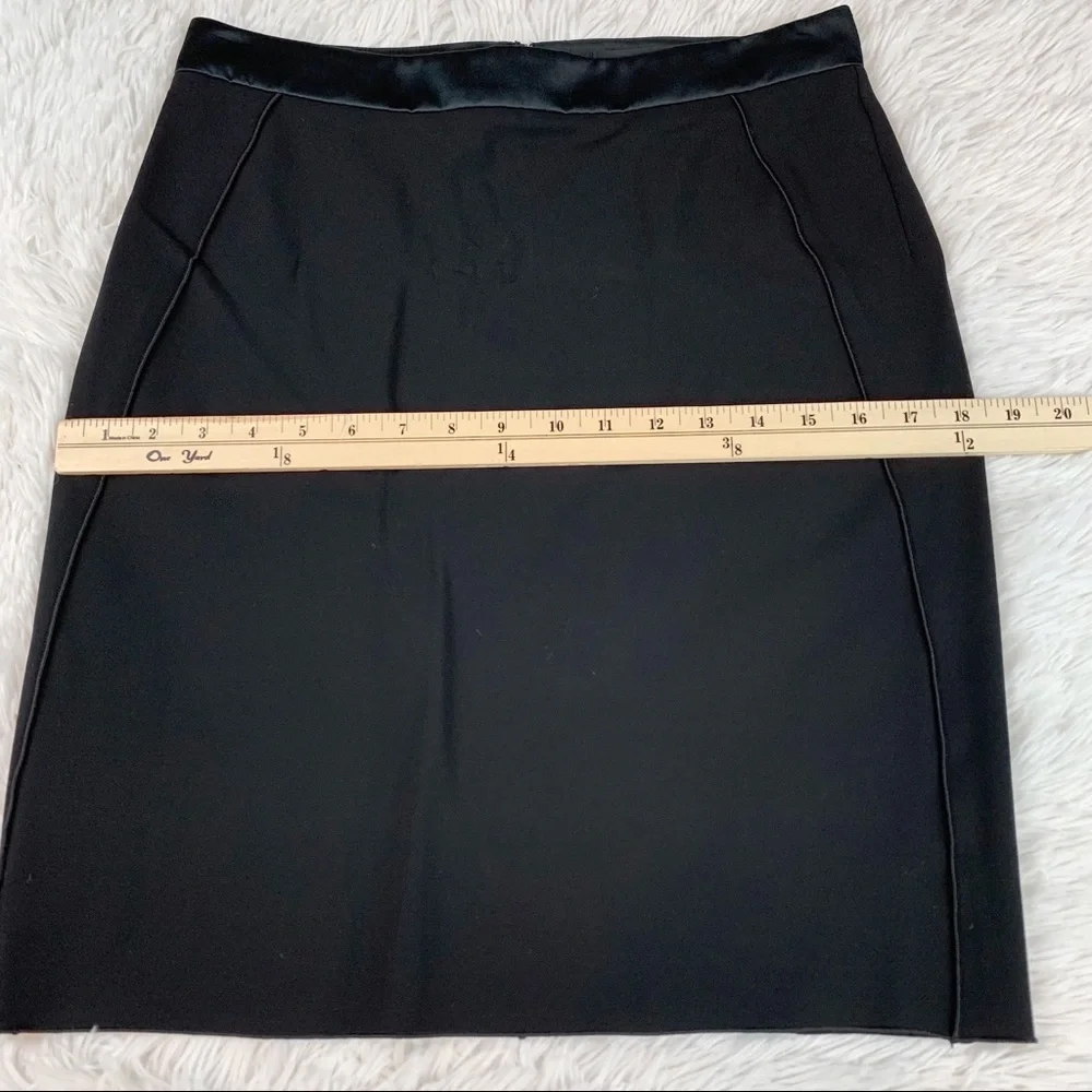 Derek Lam knit pencil skirt solid black knee lenght satin waist Made in Italy‎